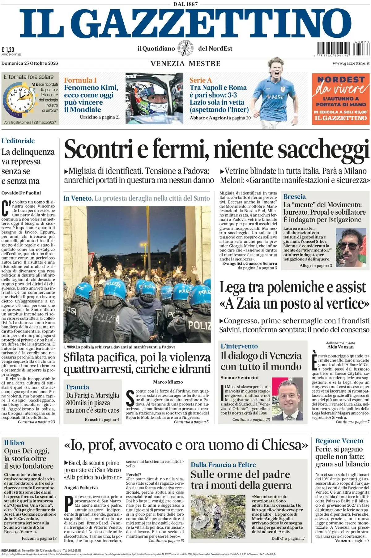 Prima-pagina-il-gazzettino-edizione-di-oggi-25-10-2026