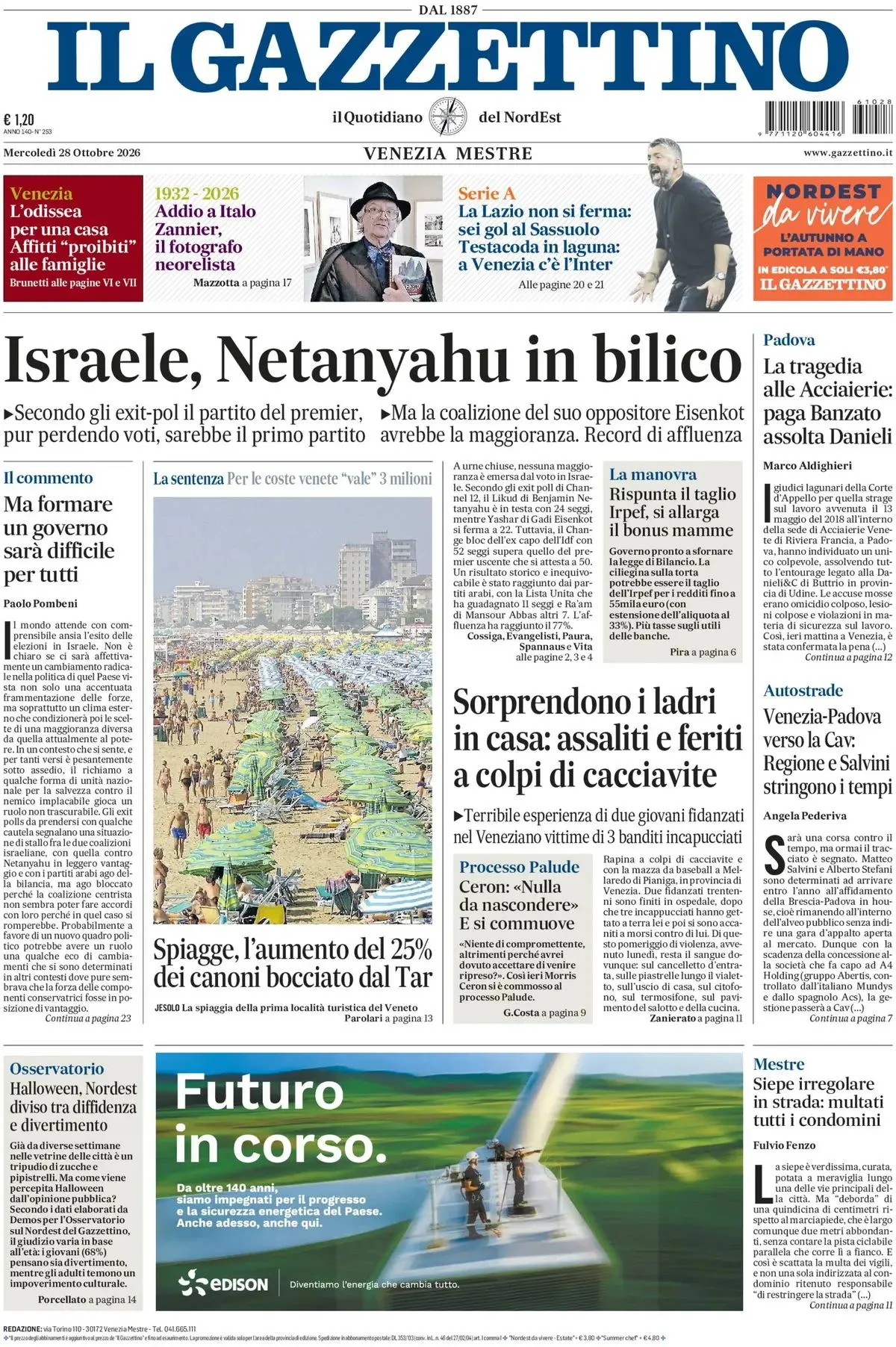 Prima-pagina-il-gazzettino-edizione-di-oggi-28-10-2026