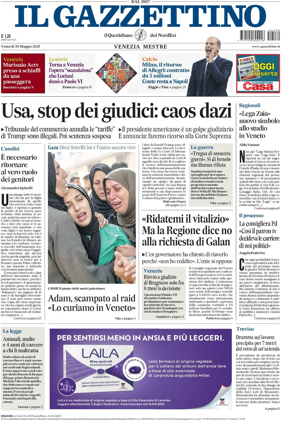 Prima-pagina-il-gazzettino-edizione-di-oggi-30-05-2025