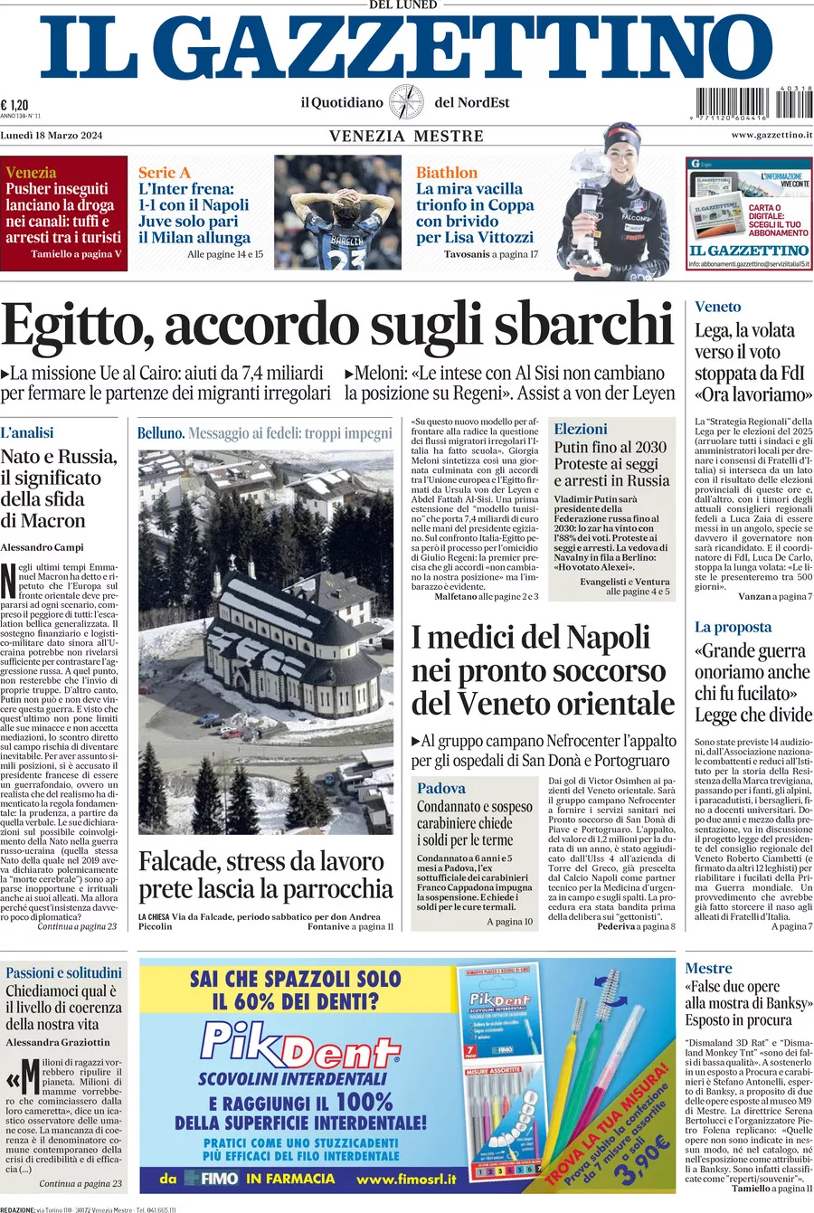 Prima-pagina-il-gazzettino-edizione-di-oggi-18-03-2024