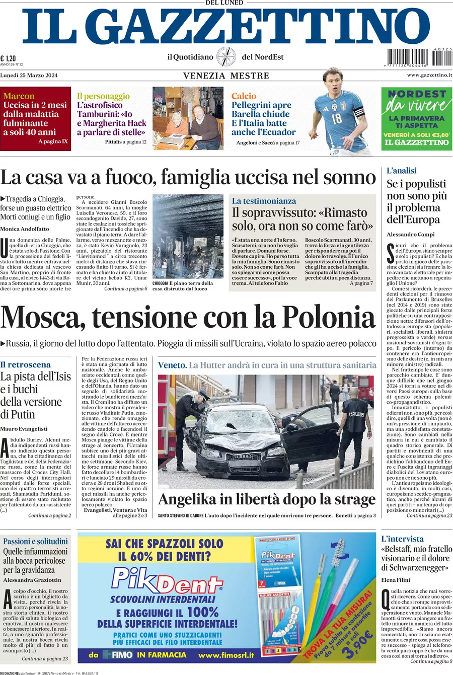 Prima-pagina-il-gazzettino-edizione-di-oggi-25-03-2024
