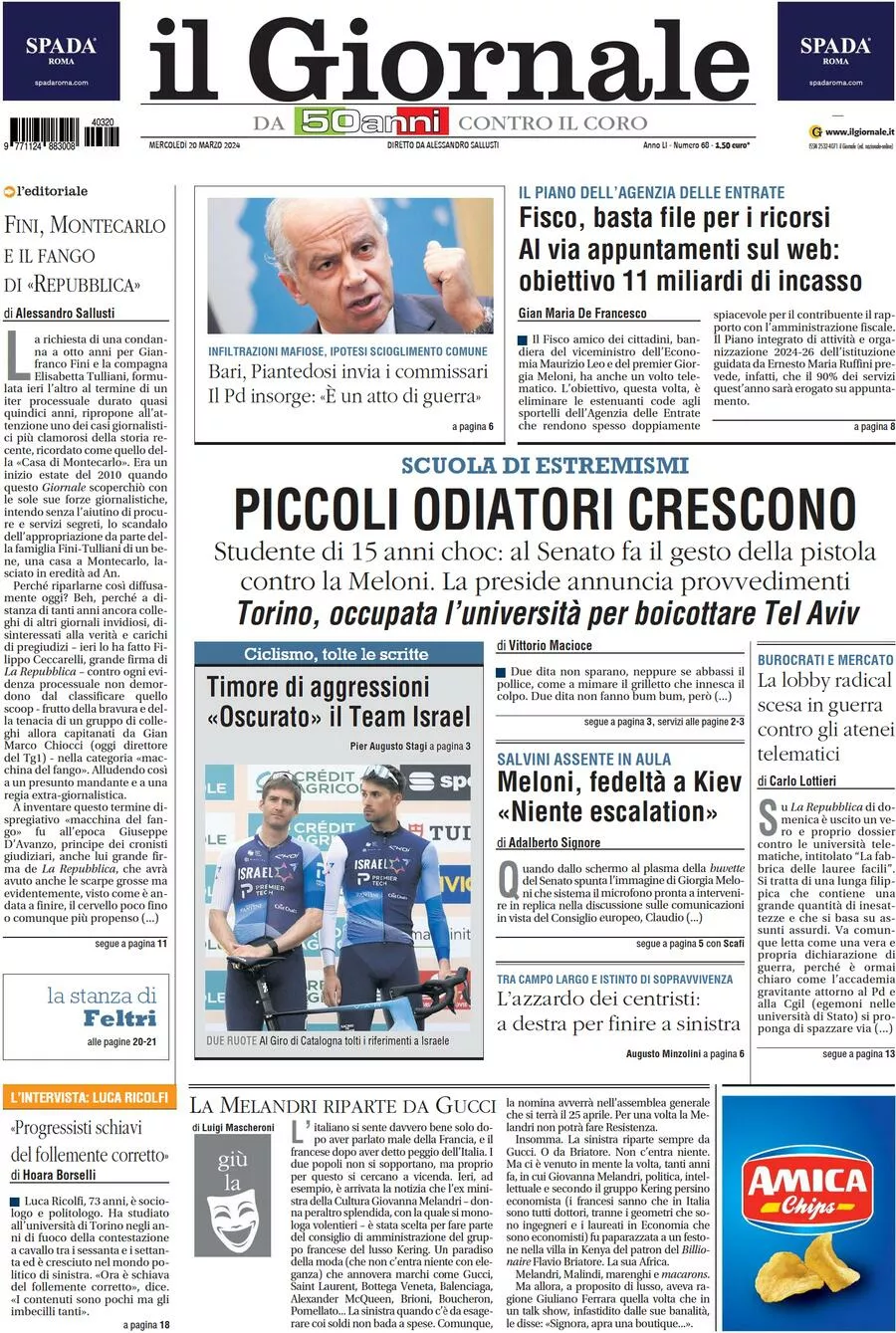 Prima-pagina-libero-edizione-di-oggi-20-03-2024