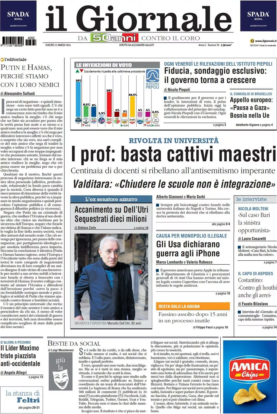Prima-pagina-libero-edizione-di-oggi-22-03-2024