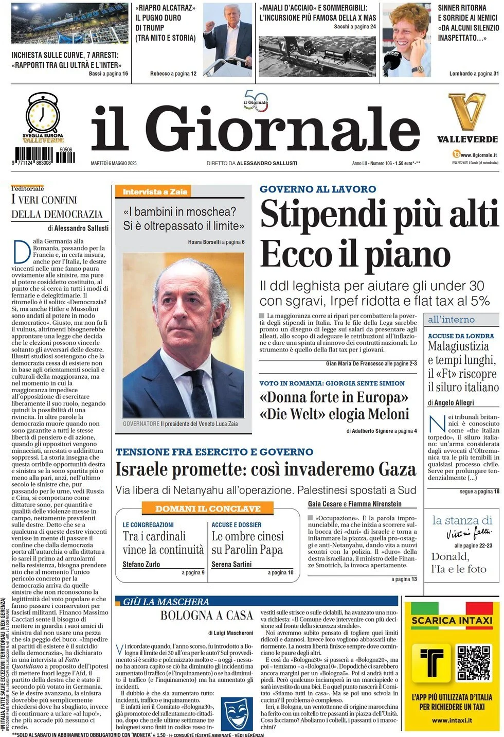 Prima-pagina-il-giornale-edizione-di-oggi-06-05-2025