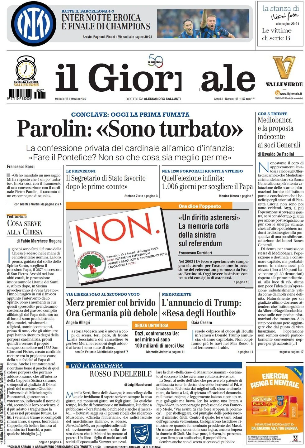 Prima-pagina-il-giornale-edizione-di-oggi-07-05-2025