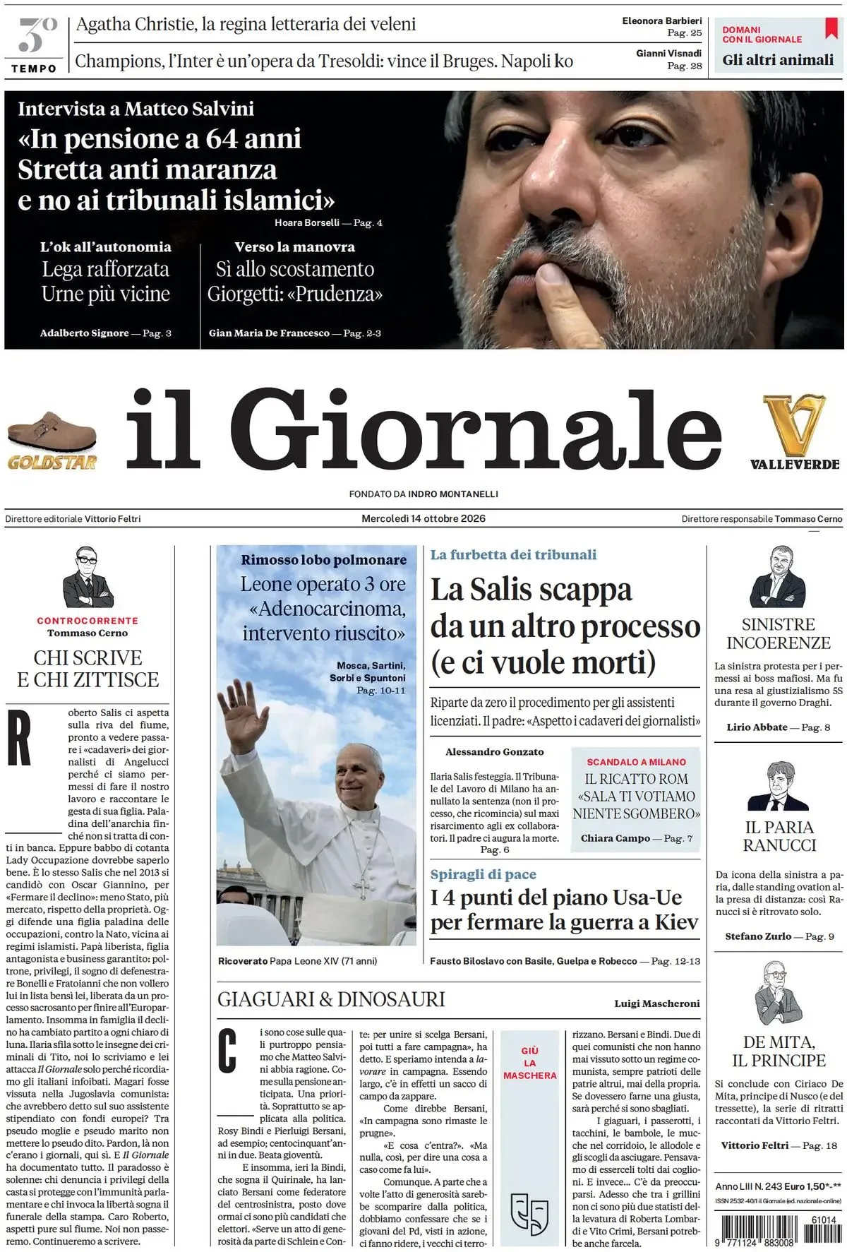 Prima-pagina-il-giornale-edizione-di-oggi-14-10-2026