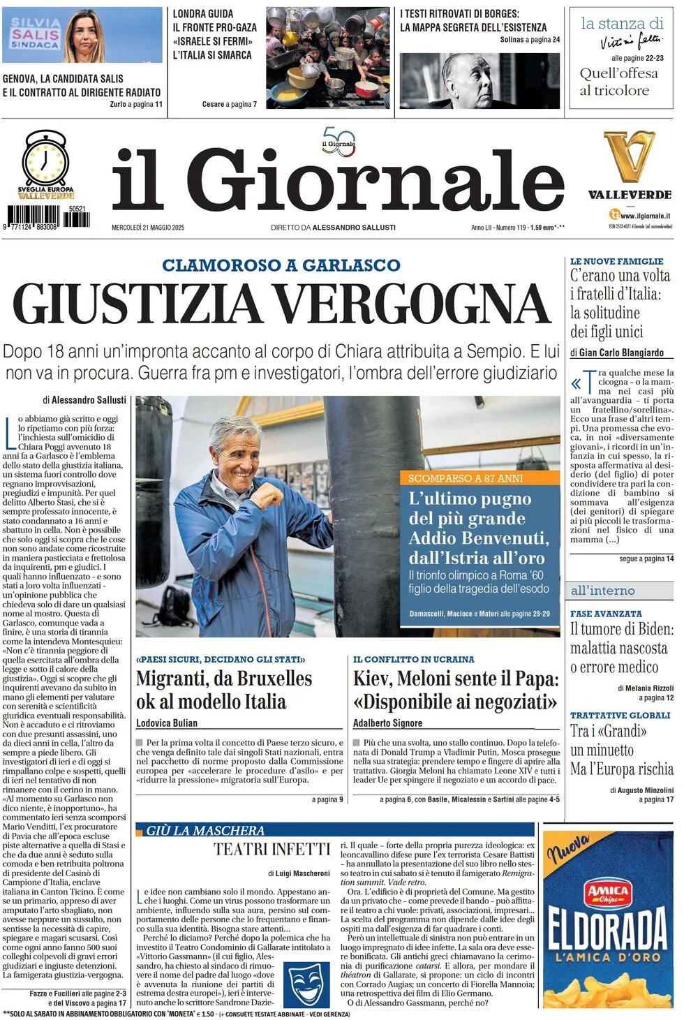 Prima-pagina-il-giornale-edizione-di-oggi-21-05-2025