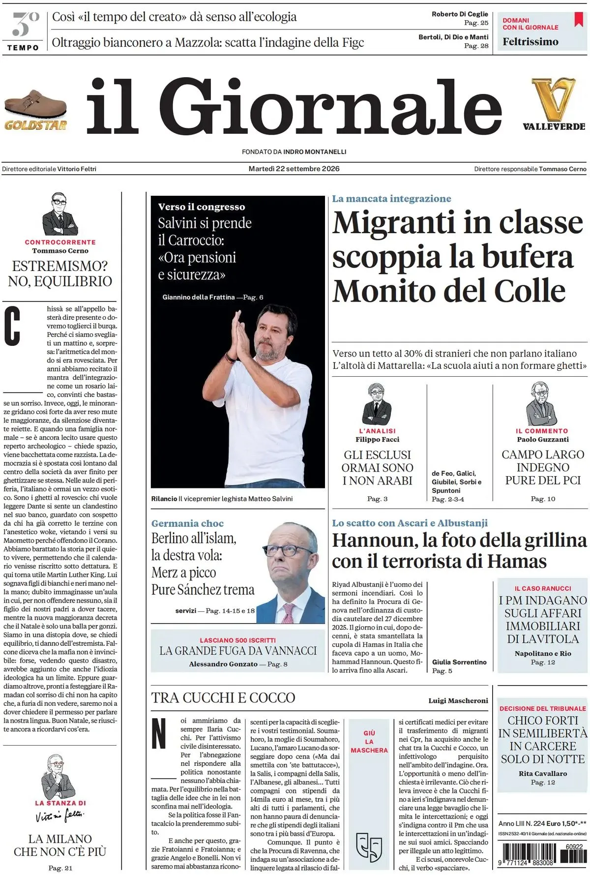 Prima-pagina-il-giornale-edizione-di-oggi-22-09-2026