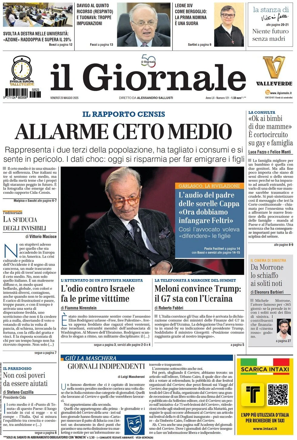 Prima-pagina-il-giornale-edizione-di-oggi-23-05-2025