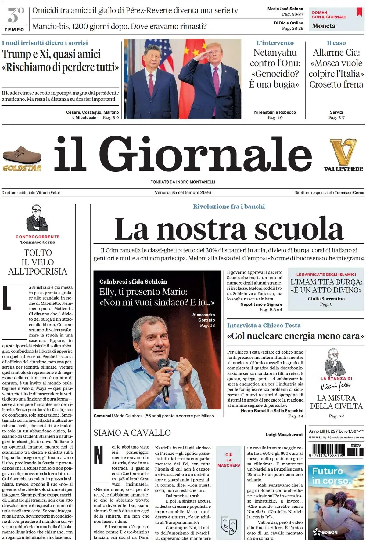Prima-pagina-il-giornale-edizione-di-oggi-25-09-2026