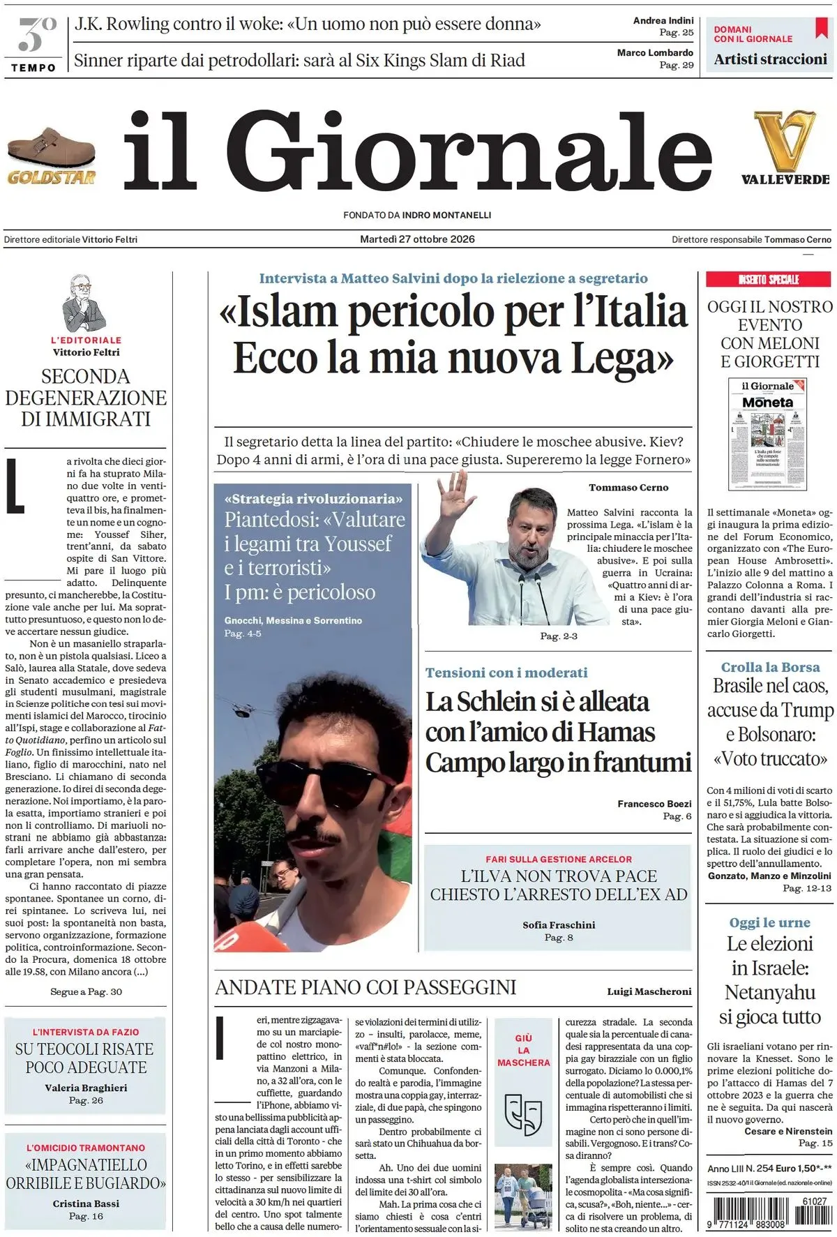 Prima-pagina-il-giornale-edizione-di-oggi-27-10-2026