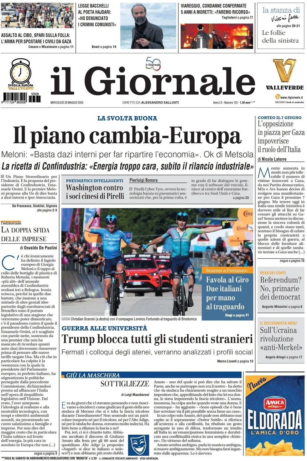 Prima-pagina-il-giornale-edizione-di-oggi-28-05-2025