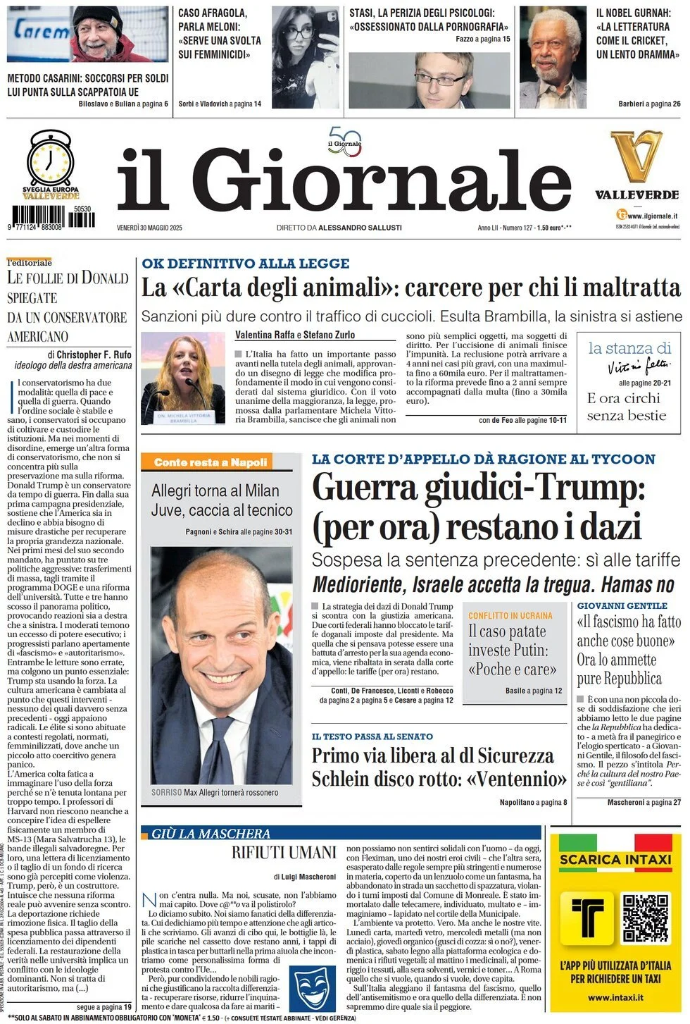 Prima-pagina-il-giornale-edizione-di-oggi-30-05-2025