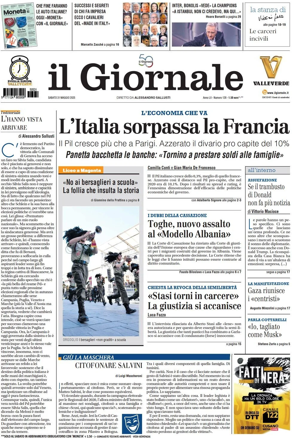 Prima-pagina-il-giornale-edizione-di-oggi-31-05-2025
