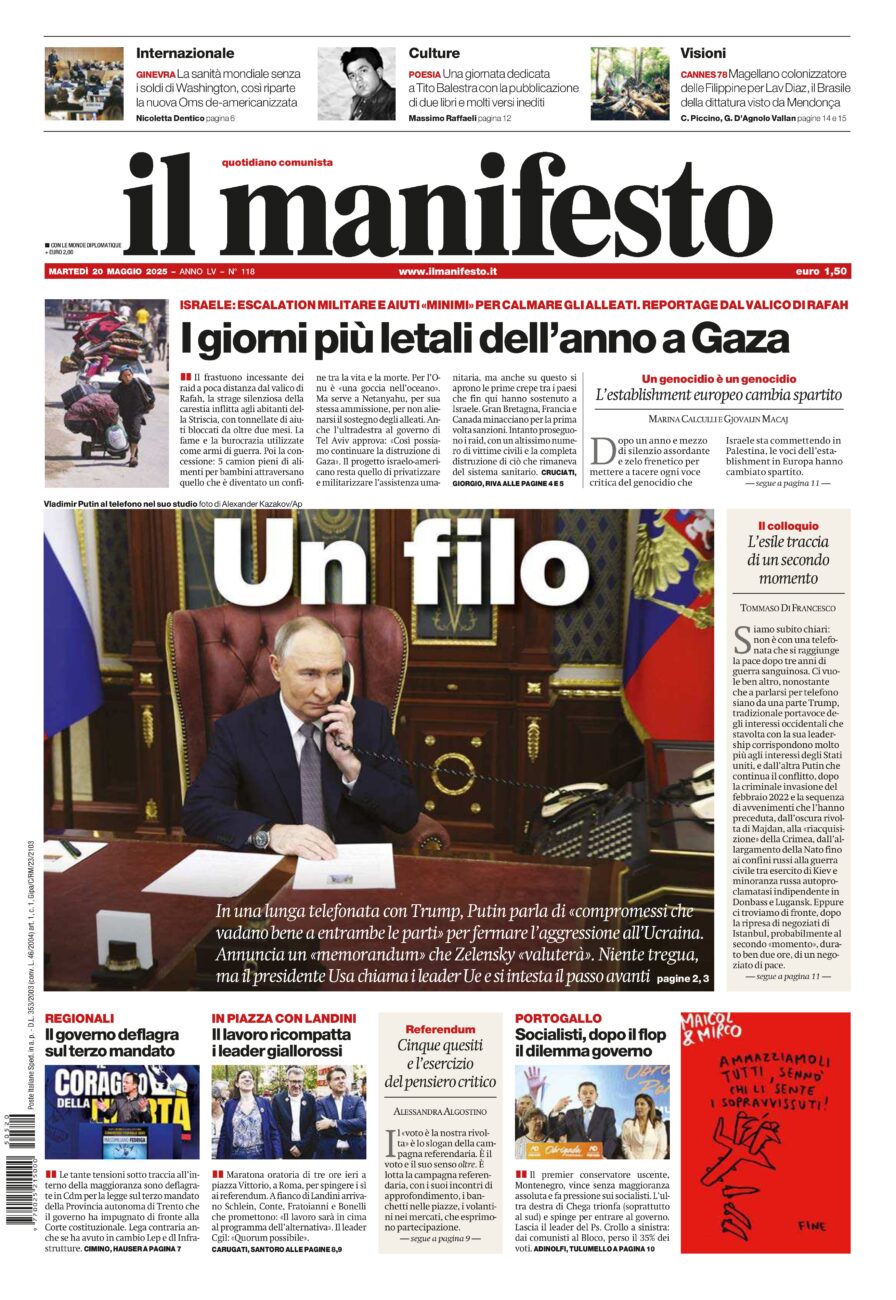Prima-pagina-il-manifesto-edizione-del-20250520