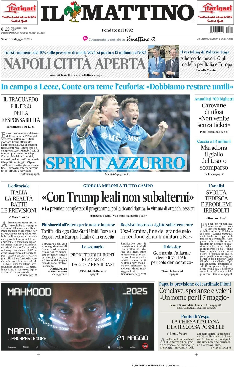 Prima-pagina-il-mattino-edizione-di-oggi-03-05-2025