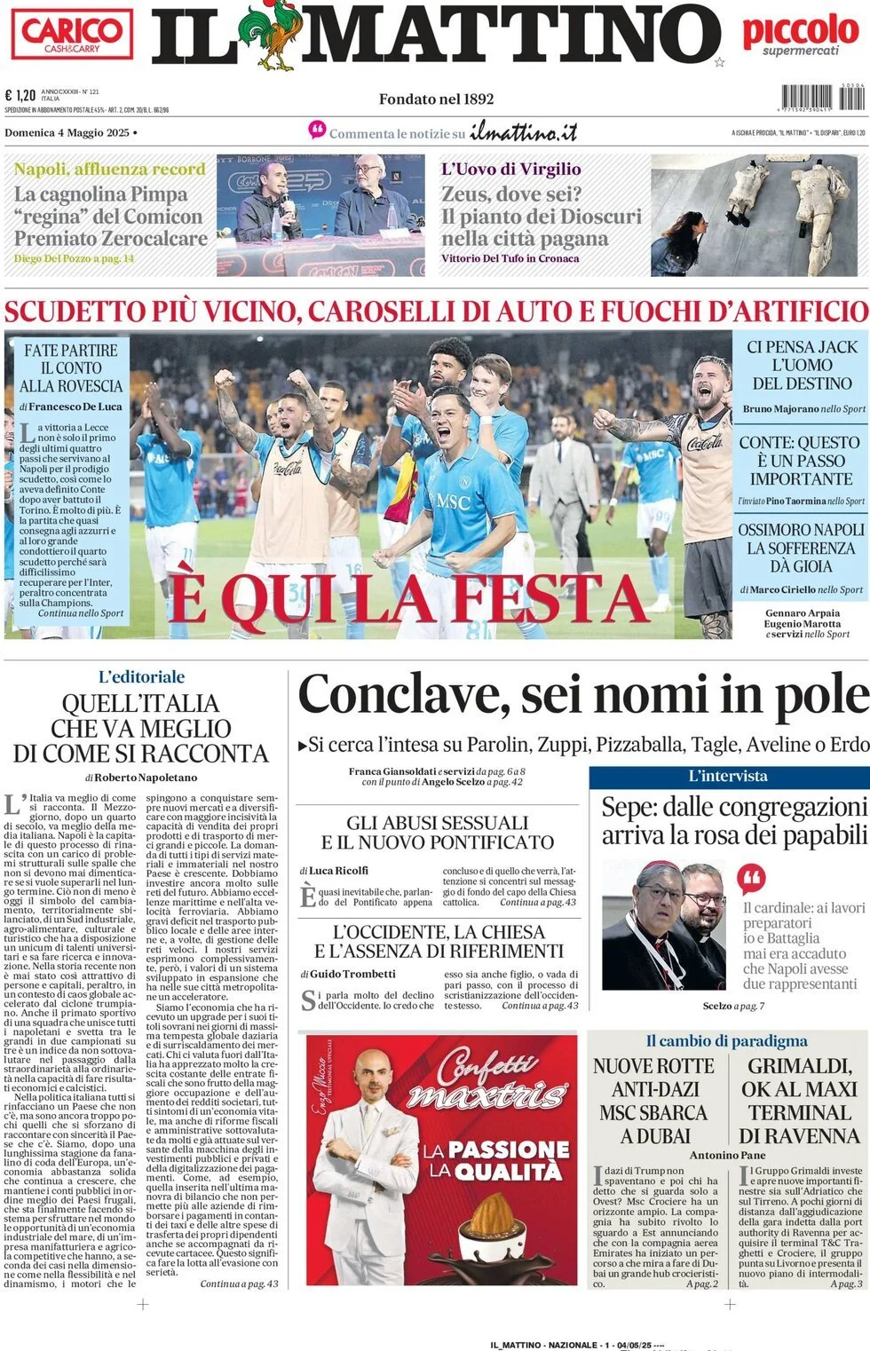 Prima-pagina-il-mattino-edizione-di-oggi-04-05-2025