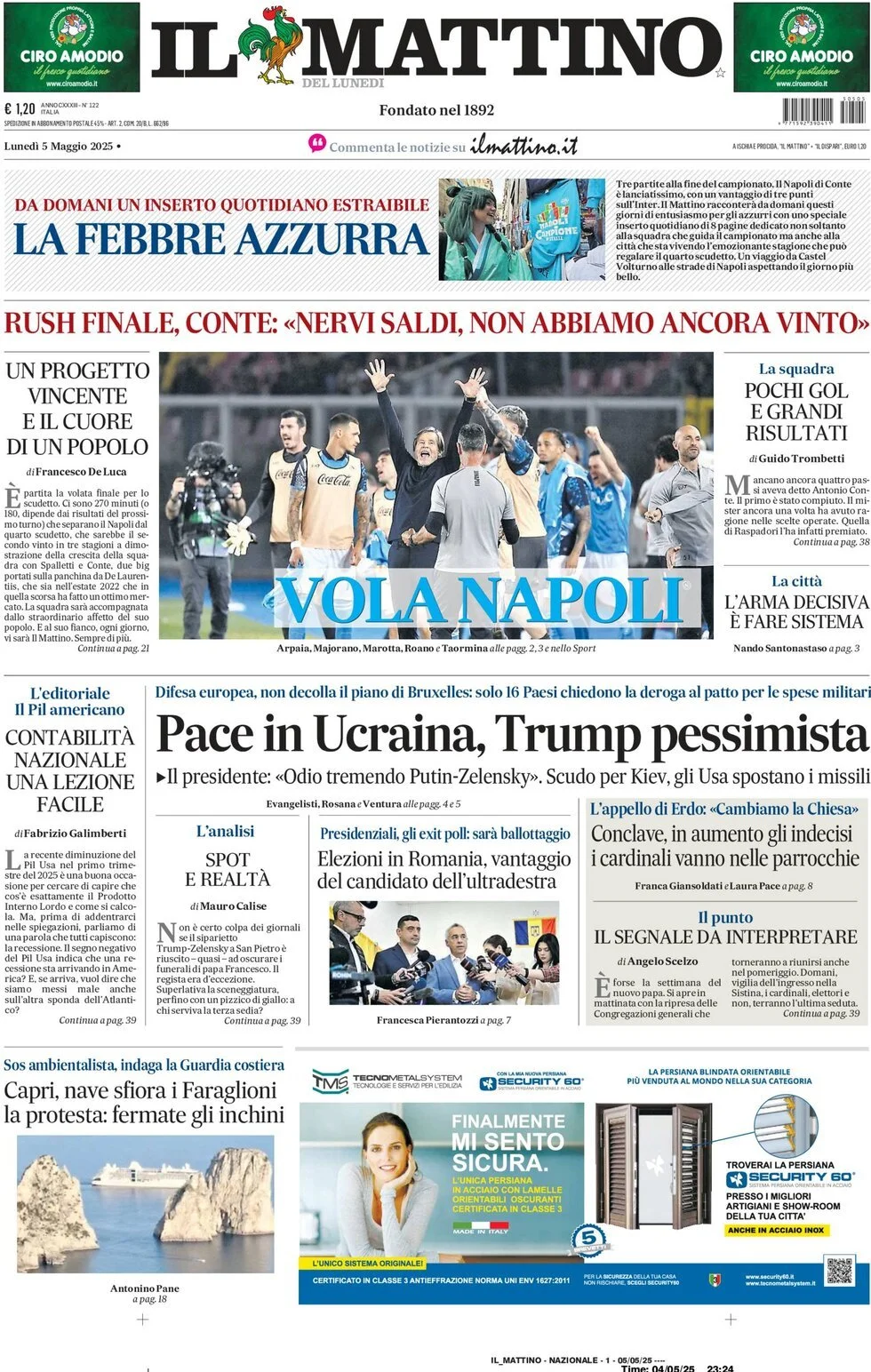 Prima-pagina-il-mattino-edizione-di-oggi-05-05-2025