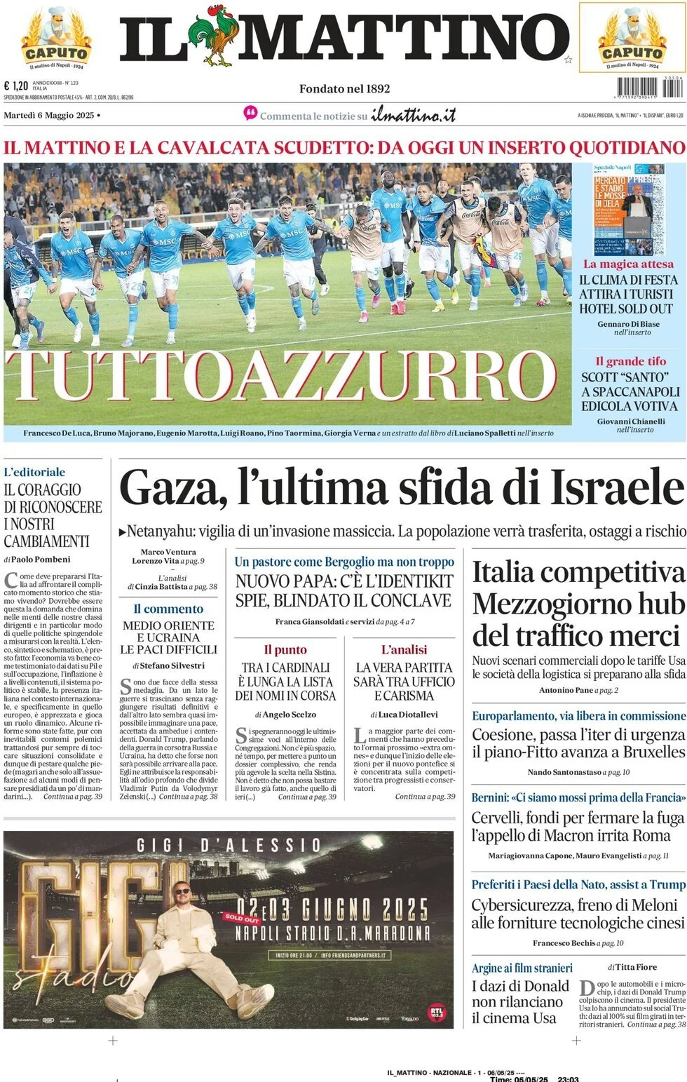 Prima-pagina-il-mattino-edizione-di-oggi-06-05-2025