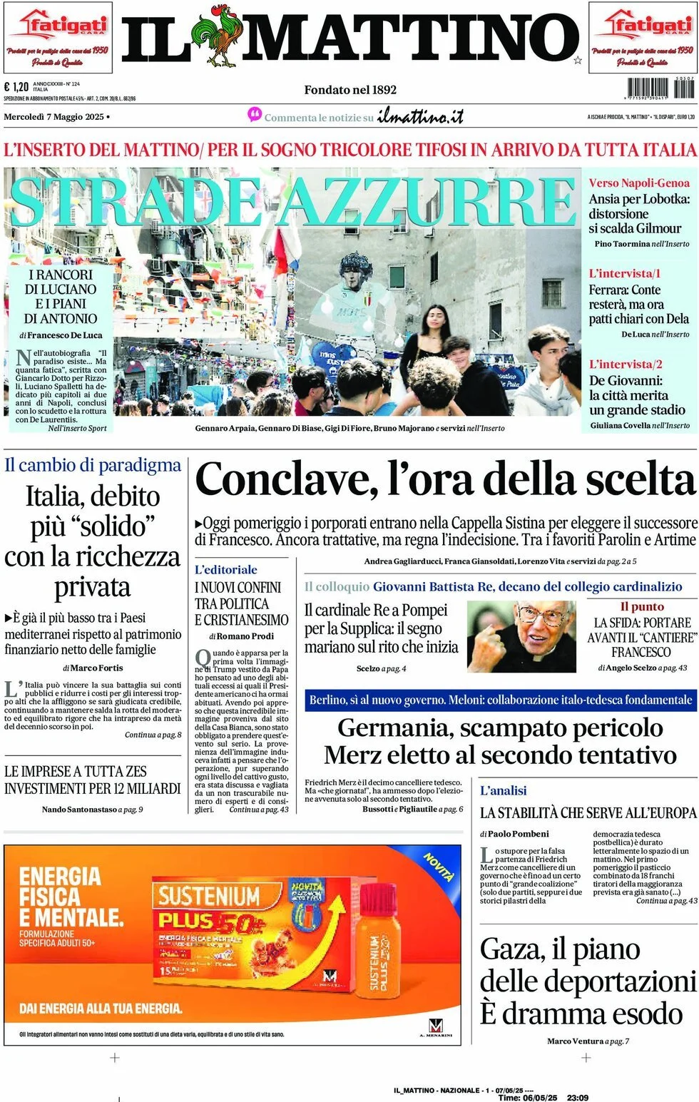 Prima-pagina-il-mattino-edizione-di-oggi-07-05-2025