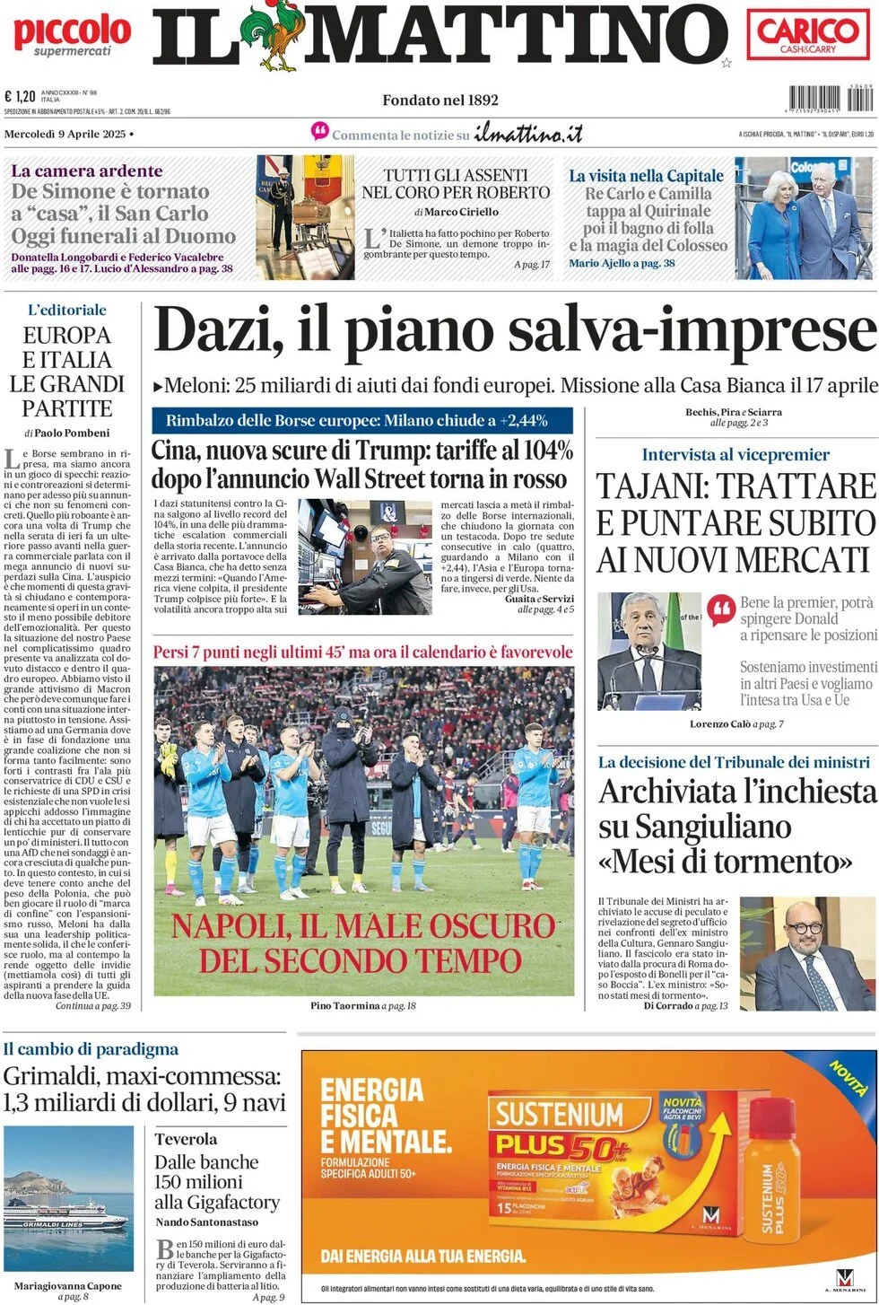 Prima-pagina-il-mattino-edizione-di-oggi-09-04-2025
