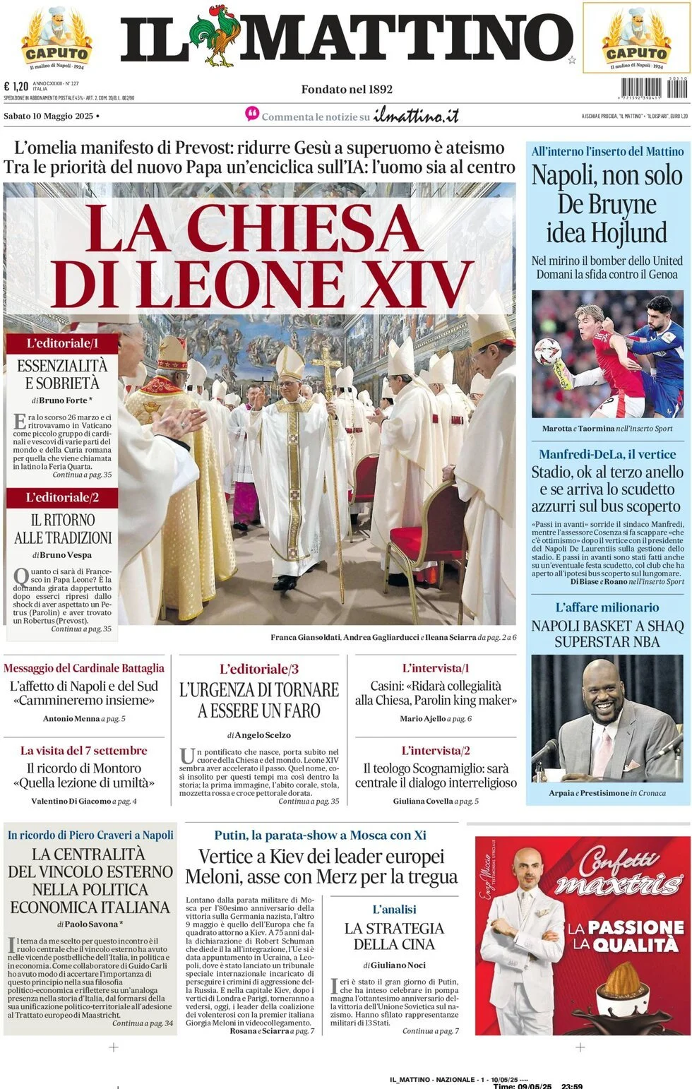 Prima-pagina-il-mattino-edizione-di-oggi-10-05-2025