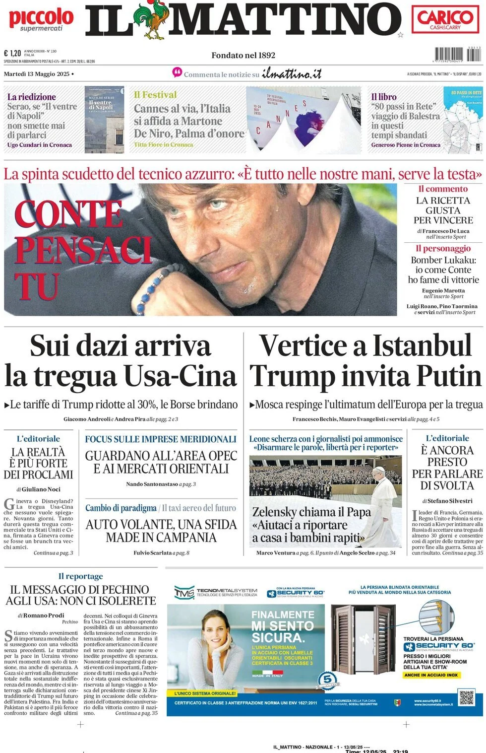 Prima-pagina-il-mattino-edizione-di-oggi-13-05-2025