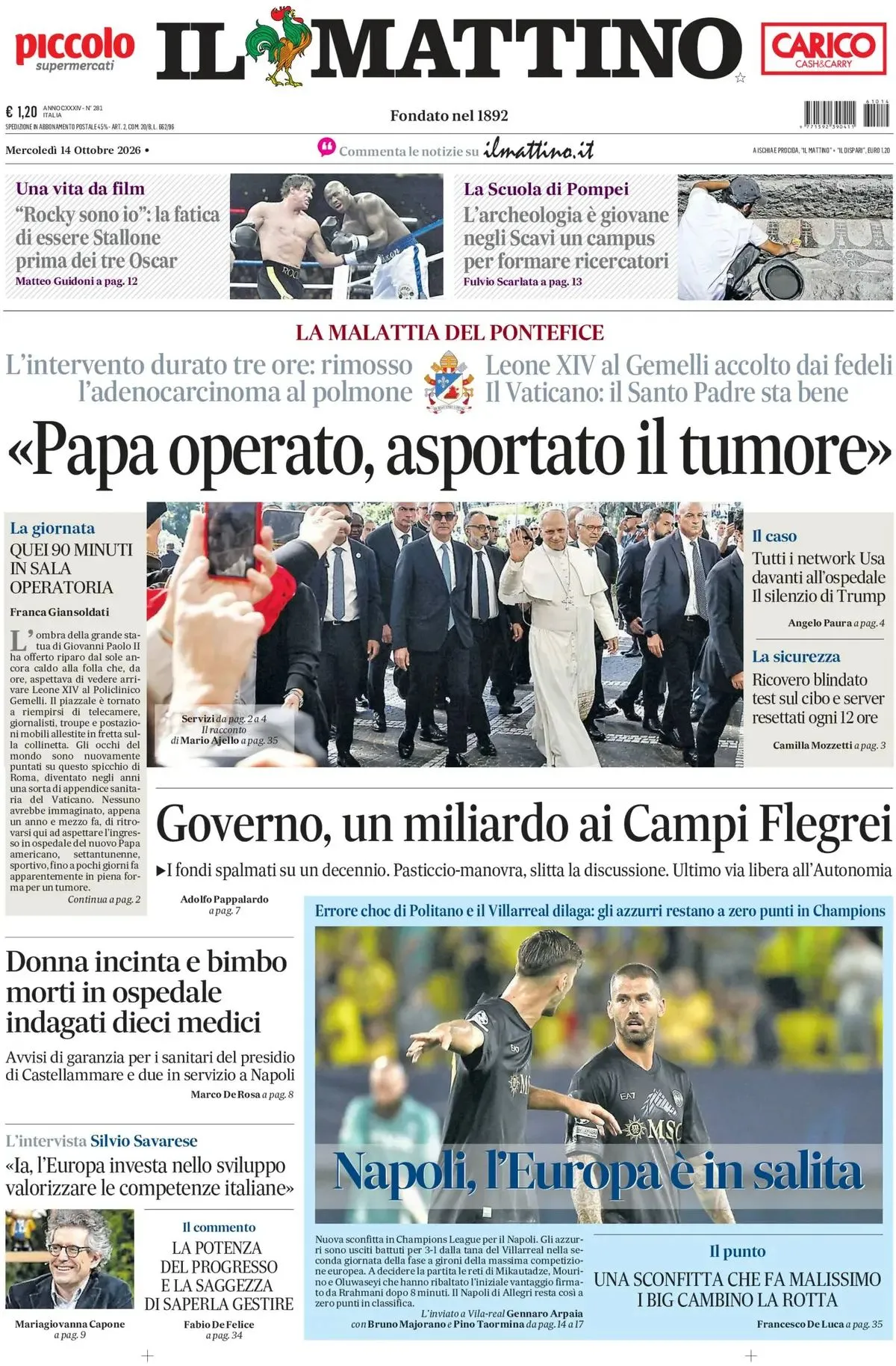 Prima-pagina-il-mattino-edizione-di-oggi-14-10-2026