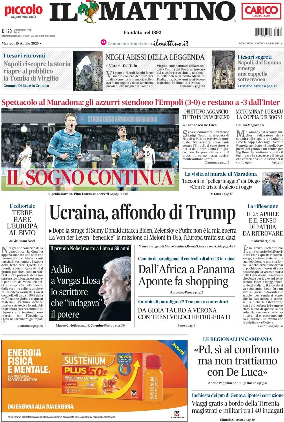 Prima-pagina-il-mattino-edizione-di-oggi-15-04-2025