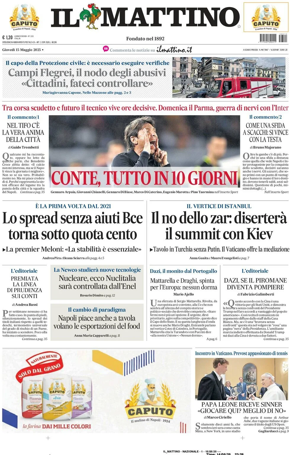 Prima-pagina-il-mattino-edizione-di-oggi-15-05-2025
