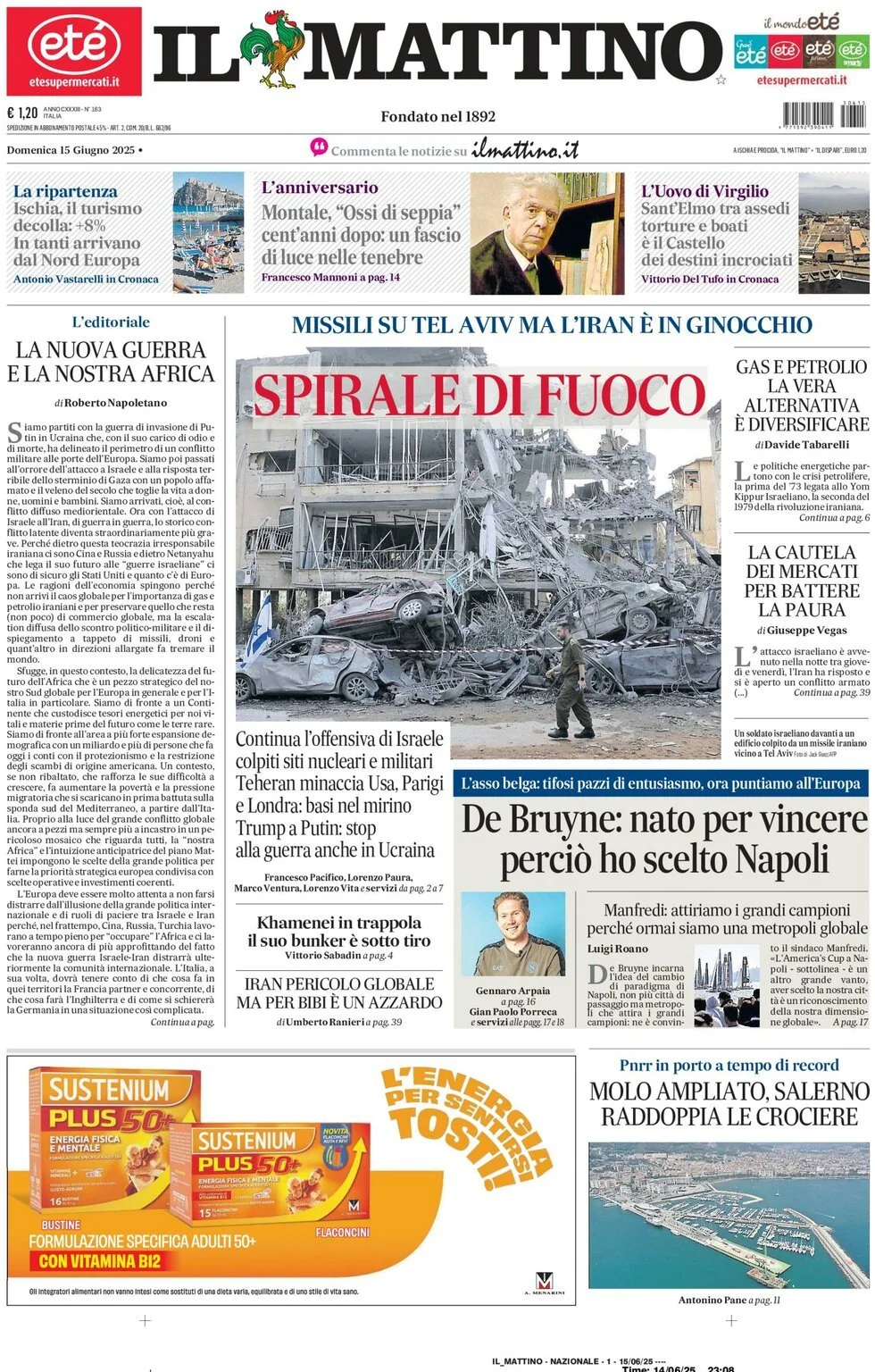 Prima-pagina-il-mattino-edizione-di-oggi-15-06-2025