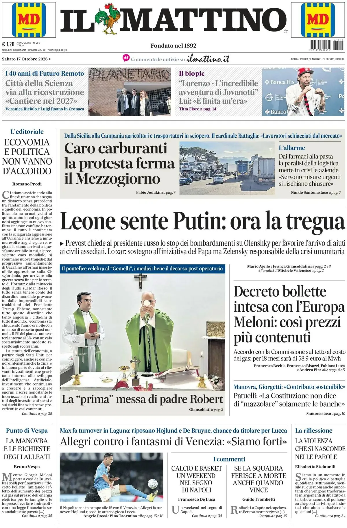 Prima-pagina-il-mattino-edizione-di-oggi-17-10-2026