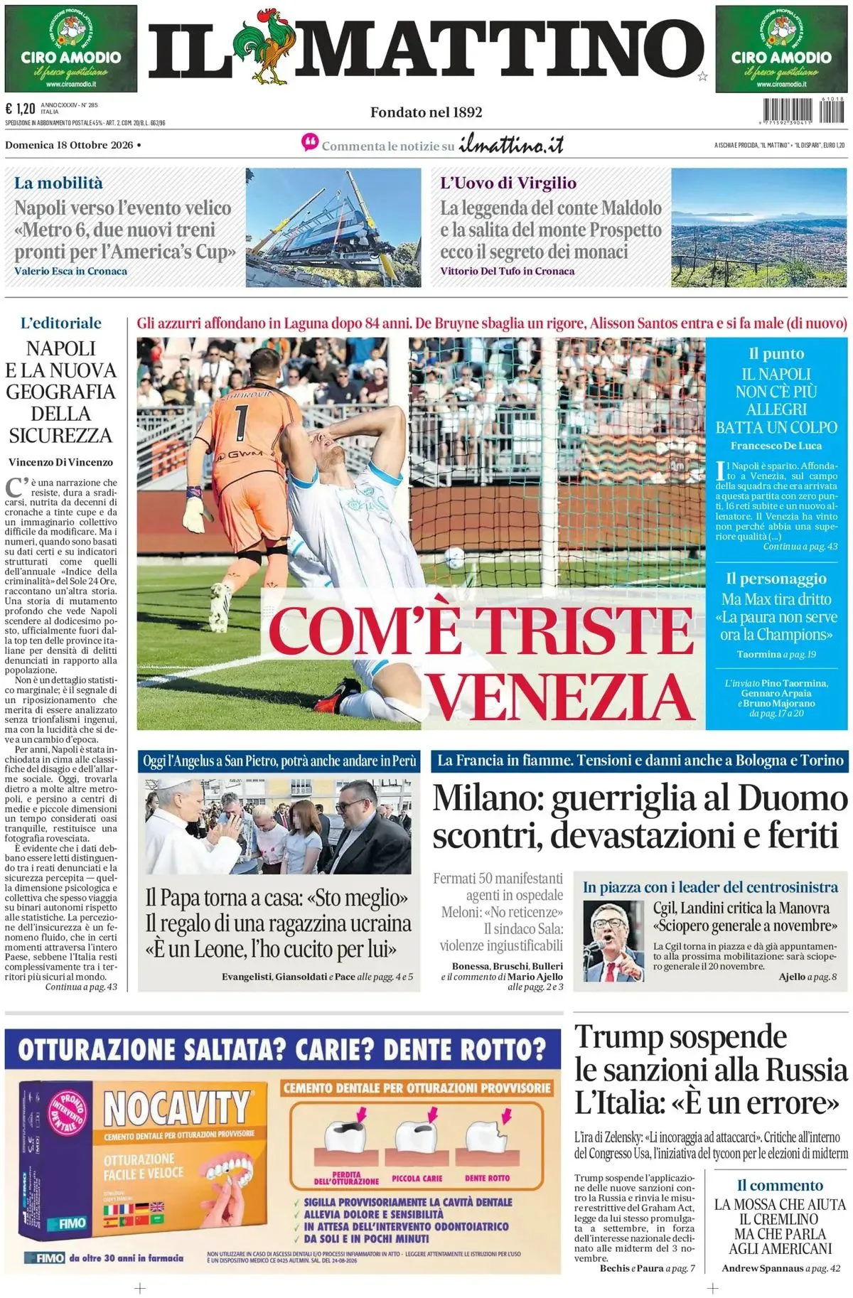 Prima-pagina-il-mattino-edizione-di-oggi-18-10-2026