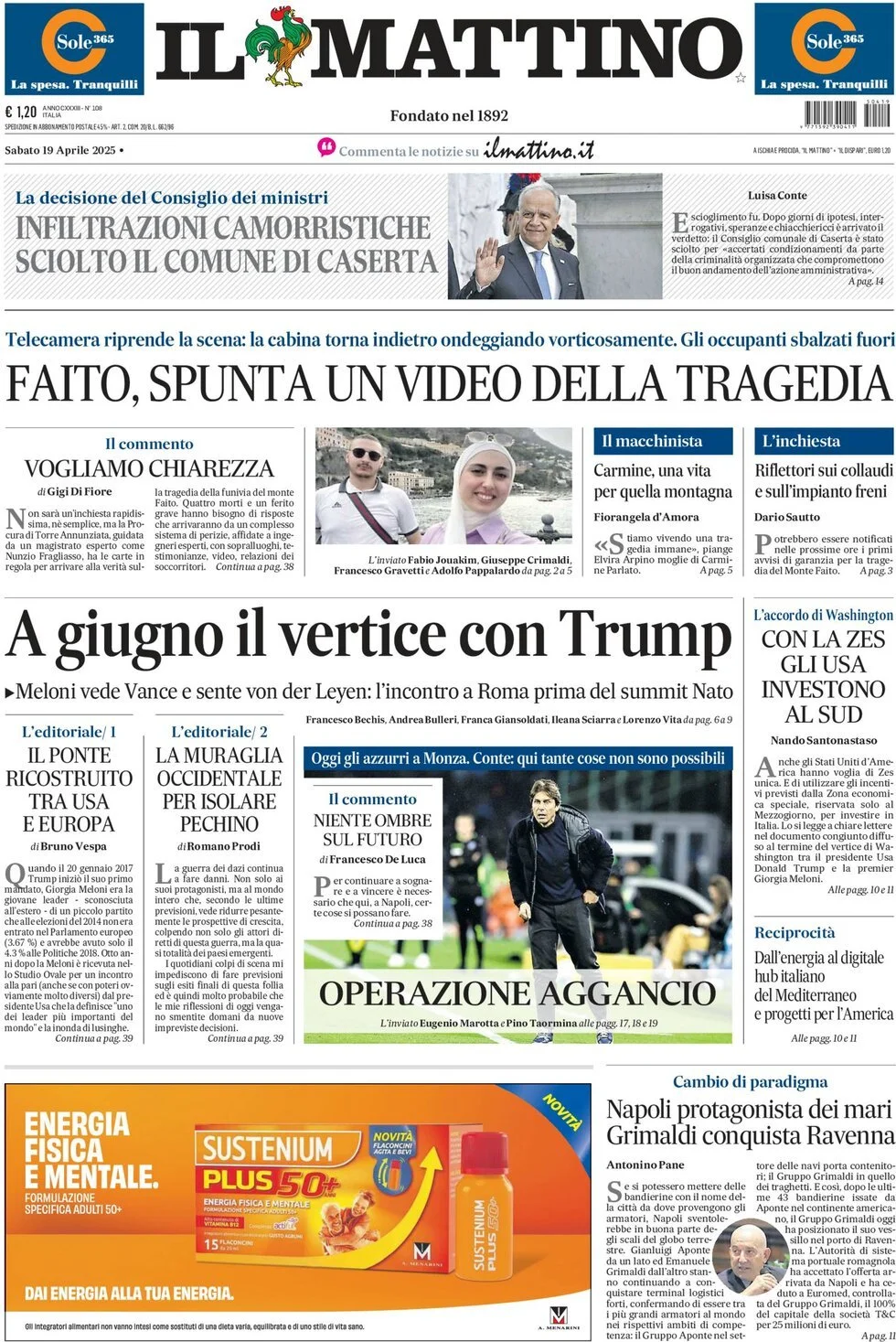 Prima-pagina-il-mattino-edizione-di-oggi-19-04-2025
