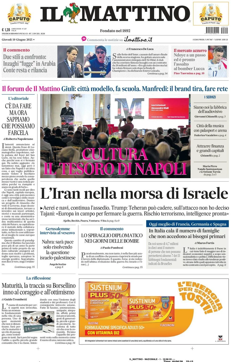 Prima-pagina-il-mattino-edizione-di-oggi-19-06-2025