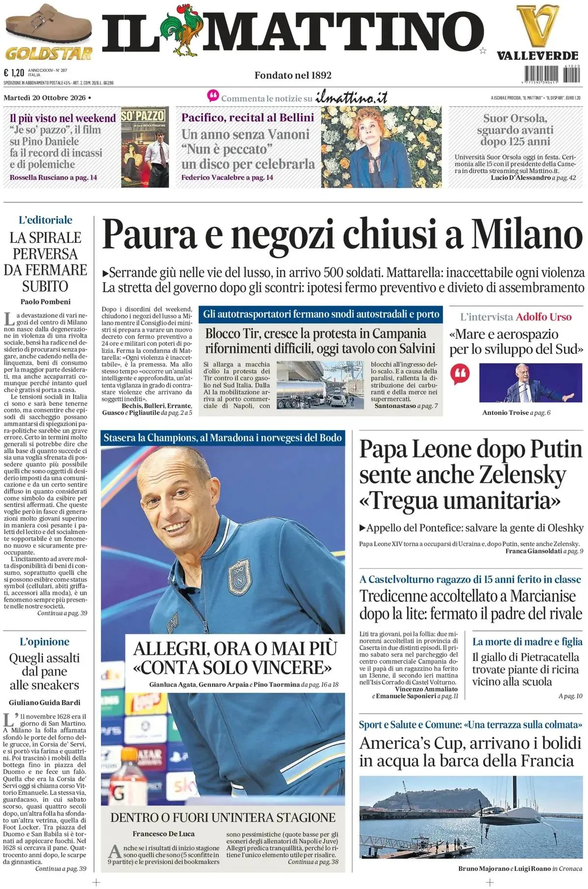 Prima-pagina-il-mattino-edizione-di-oggi-20-10-2026