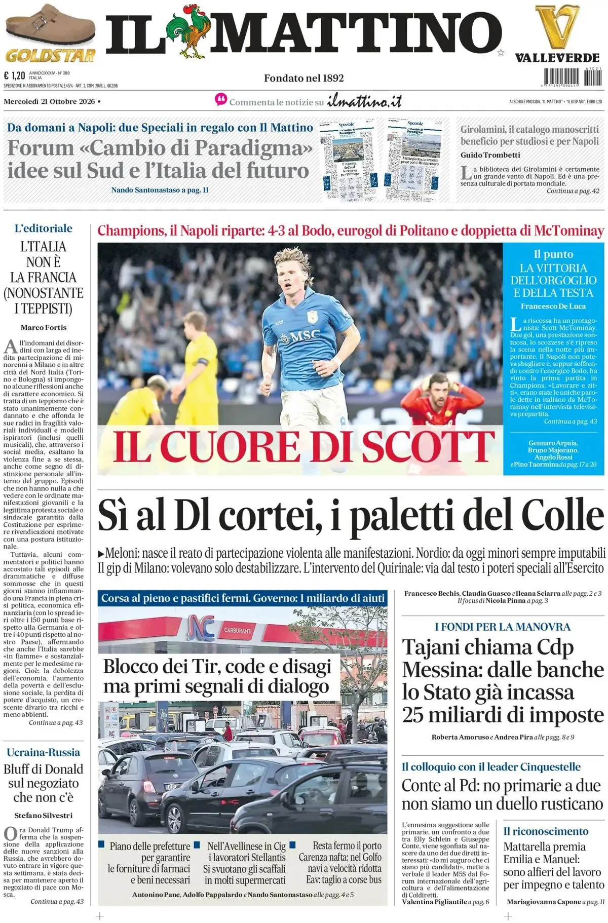 Prima-pagina-il-mattino-edizione-di-oggi-21-10-2026