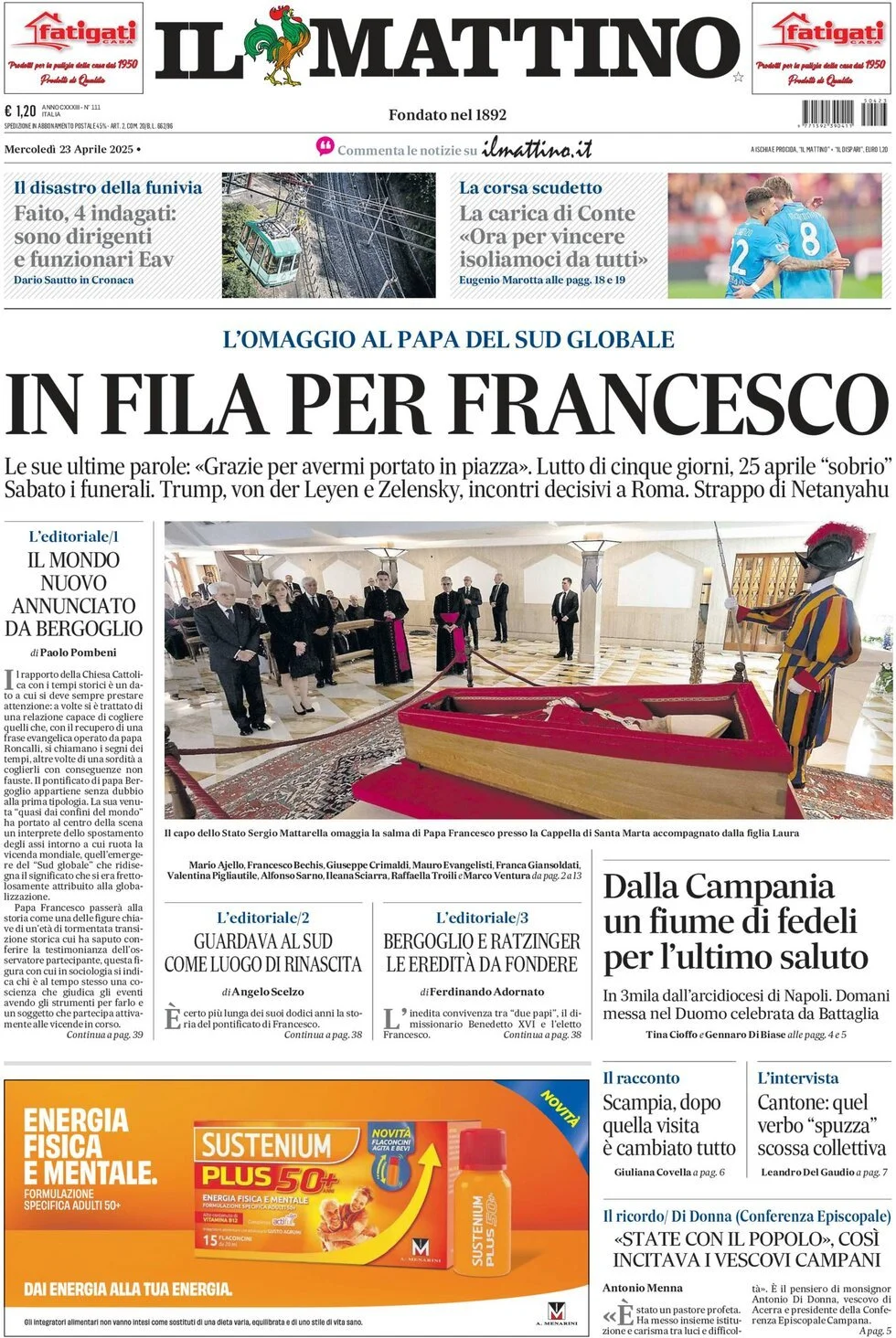 Prima-pagina-il-mattino-edizione-di-oggi-23-04-2025
