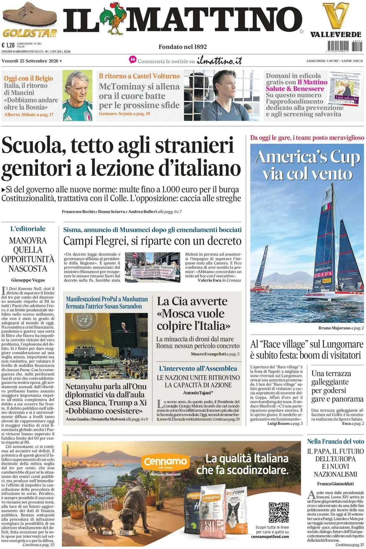 Prima-pagina-il-mattino-edizione-di-oggi-25-09-2026