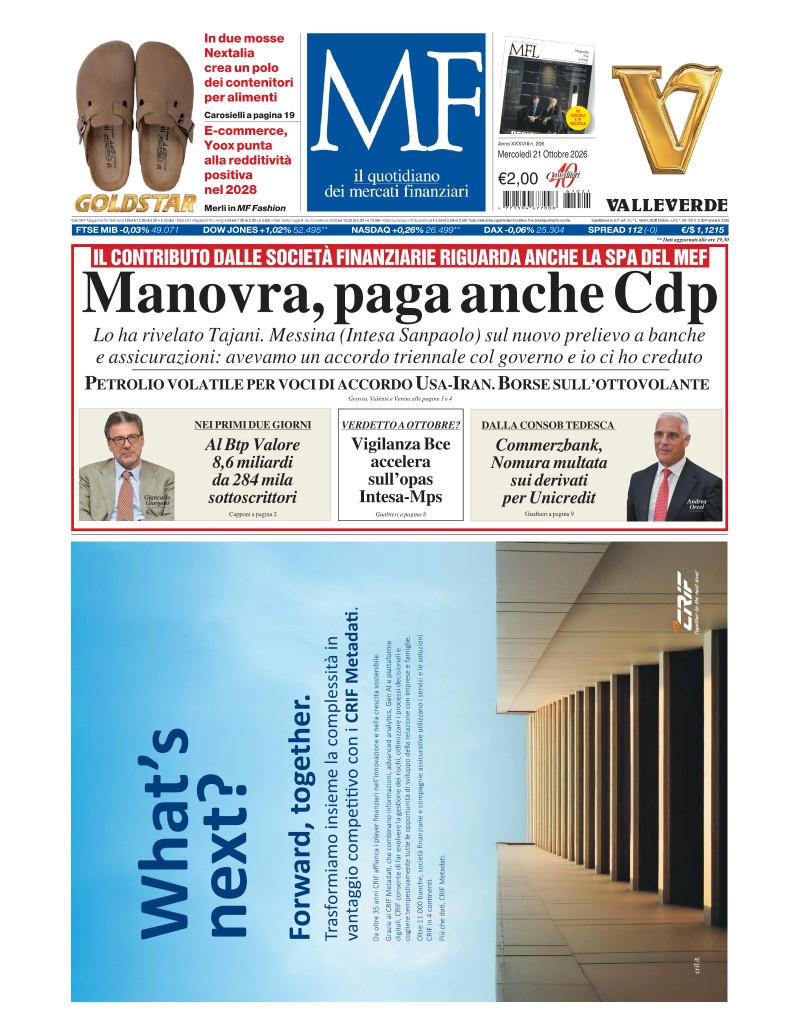Prima-pagina-milano-finanza-edizione-del-2026-10-21