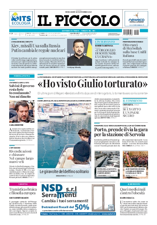 Prima-pagina-il-piccolo-edizione-di-oggi-20-11-2024