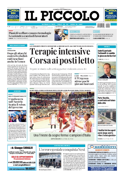 Prima-pagina-il-piccolo-edizione-di-oggi-30-09-2024
