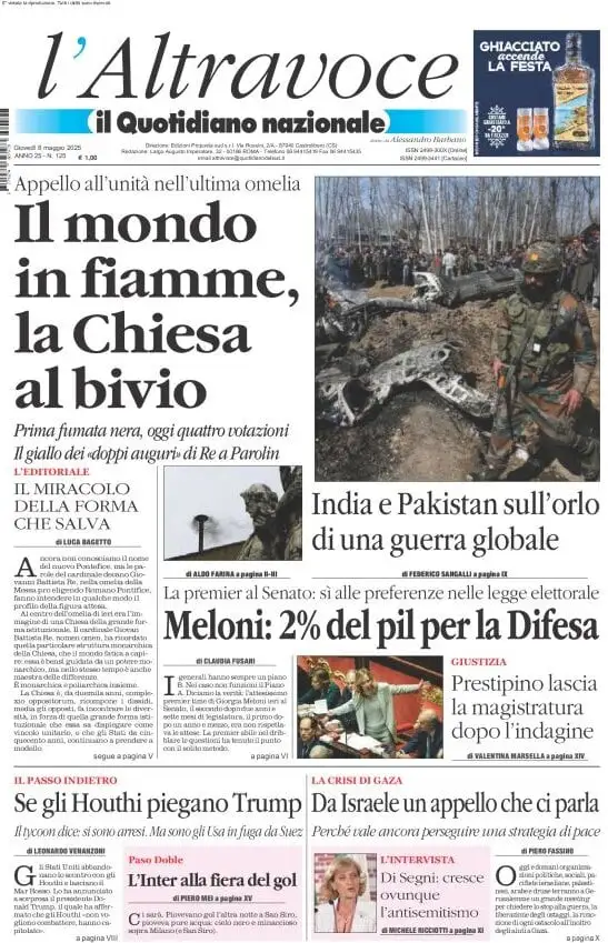 Prima-pagina-il-quotidiano-del-sud-edizione-di-oggi-08-05-2025