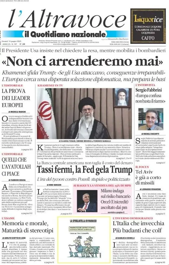 Prima-pagina-il-quotidiano-del-sud-edizione-di-oggi-19-06-2025