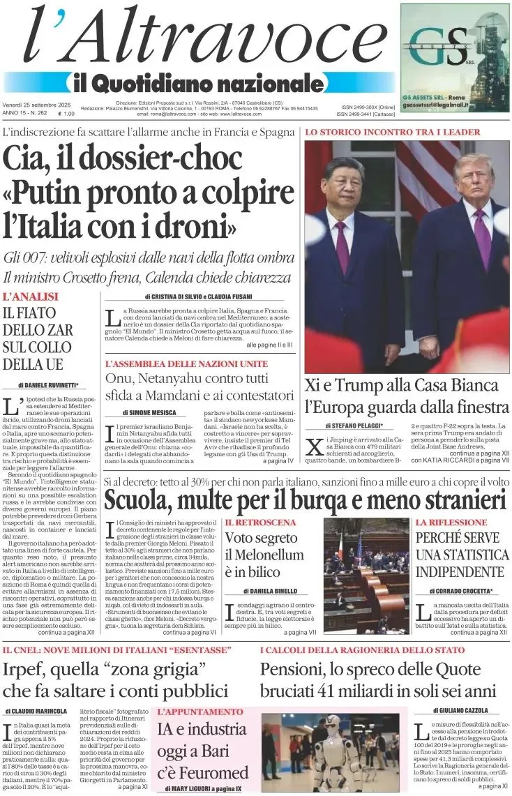 Prima-pagina-il-quotidiano-del-sud-edizione-di-oggi-25-09-2026