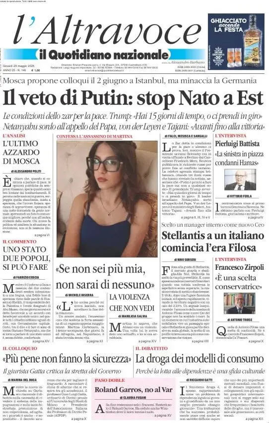 Prima-pagina-il-quotidiano-del-sud-edizione-di-oggi-29-05-2025