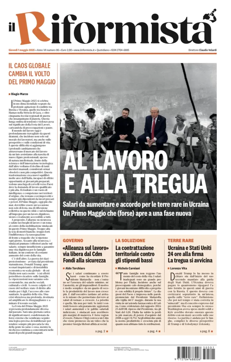 Prima-pagina-il-riformista-edizione-del-1-Maggio-2025