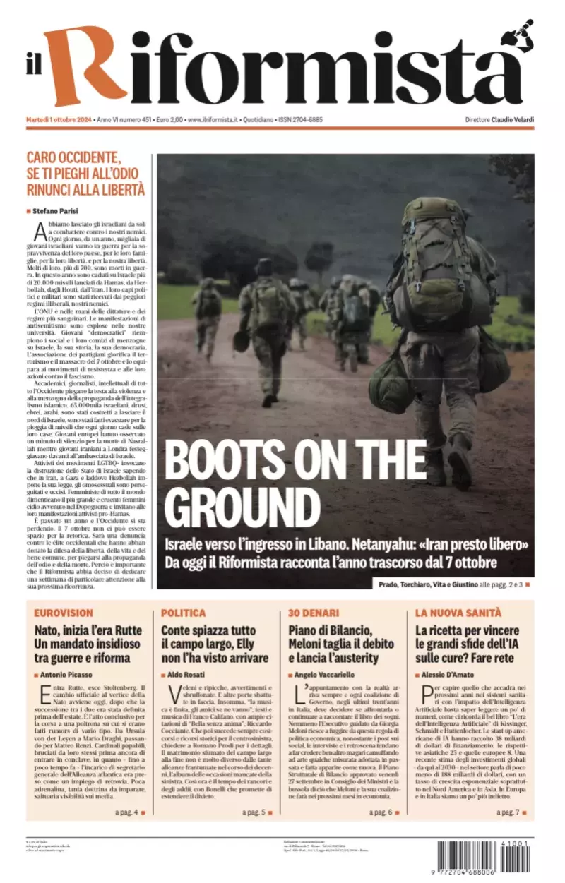 Prima-pagina-il-riformista-edizione-del-1-Ottobre-2024