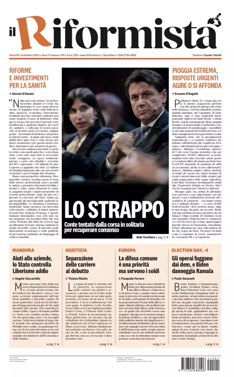 Prima-pagina-il-riformista-edizione-del-1-Novembre-2024