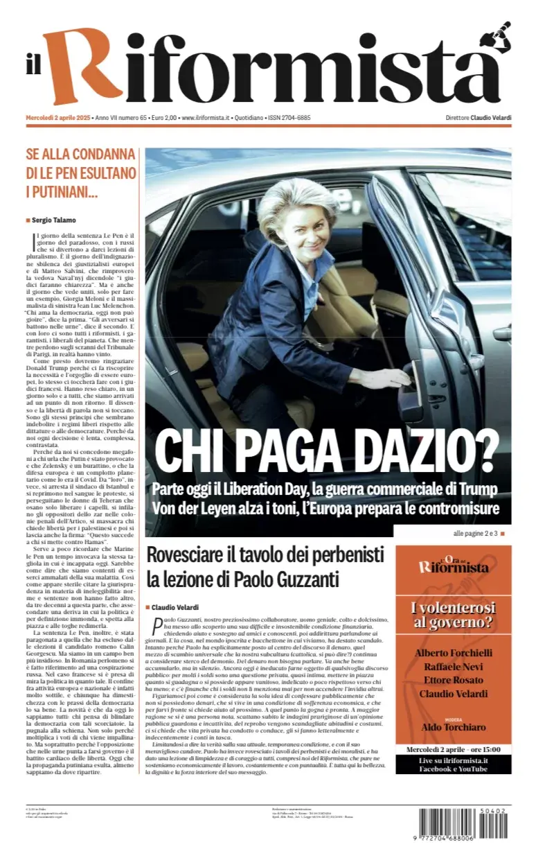 Prima-pagina-il-riformista-edizione-del-2-Aprile-2025
